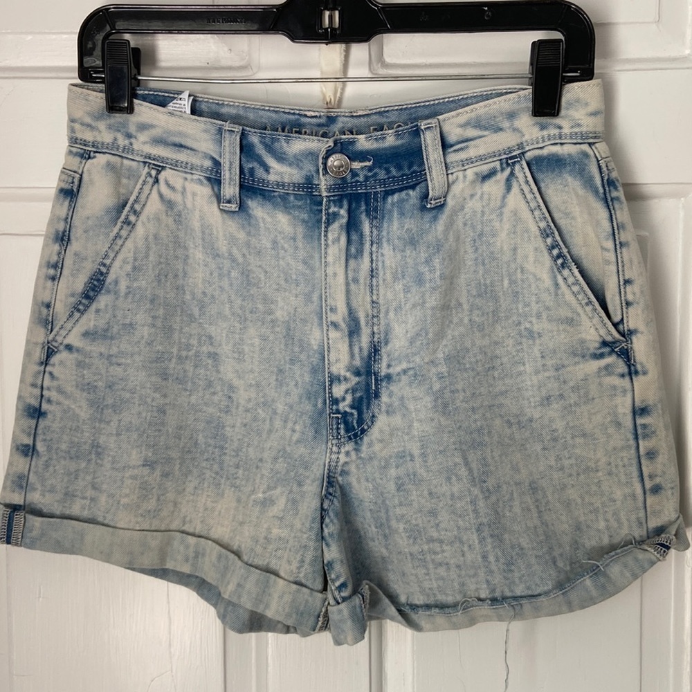 AEO high rise stone wash mom shorts